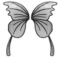 Close-up view of symmetrical black embroidered butterfly wing mesh lace patches - Size 11 / Black