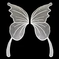 Detailed texture of symmetrical white mesh lace embroidered butterfly wing applique patches - Size 11 / White