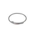 Elegant silver twisted cable wire cuff bracelet with textured metal ends for women - Stainless Steel Bangle Base / Silver