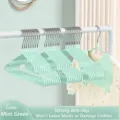 Stainless steel clothes hangers non-slip plastic coated mint green wardrobe storage drying rack - Mint Green