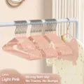 Pink Non-Slip Clothes Hangers Heavy Duty Stainless Steel Wire Hangers Space Saving Closet Organizer - Cute Power Pink