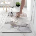 Tapis de bain en terre de diatomée motif marbre, tapis de sol absorbant antidérapant. - Marbre Gris Agate