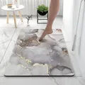 Tapis de bain en terre de diatomée absorbant avec motif marbre et veines dorées. - Marbre Gris Encre