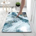 Tapis de bain en terre de diatomée marbre bleu or tapis de sol absorbant pour salle de bain. - Texture Ardoise Galaxie - Rectangulaire