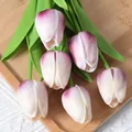 Bouquet de fausses fleurs de tulipe mini PU rose et blanc pour la décoration de la maison - Blanc Violet