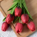 Bouquet de fleurs artificielles mini tulipes en PU pour la maison, décor floral réaliste. - Bordeaux