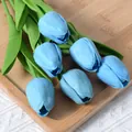 Fausses tulipes bleues en PU mini fleurs artificielles pour déco de mariage maison bouquet - Bleu ciel