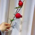 Künstlicher Granatapfel Zweig rote Frucht Deko Pflanze Fotografie Requisite Kunstobst - Kleine 2-Kopf Granatapfel (Rot)