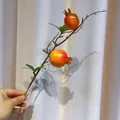 Künstlicher Granatapfel Frucht Zweig Deko Blume für Heimdekoration Fotografie Requisiten Neu - Kleine 2-Kopf Granatapfel (Gelb)