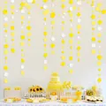 Yellow and white circular paper garland hanging decorations for party background setup - 4 Meters / Yellow & White Large and Small Circle Garland