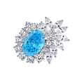 S925 silver blue gemstone diamond ring cluster minimalist elegant women jewelry variant - Size 9 / Luxury Flower Cluster (FDJZ-089) / Aquamarine