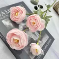 Artificial pink ranunculus silk flowers 4 heads home decor floral arrangement lovely fake plant - Pink