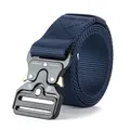 Navy blue tactical nylon belt featuring a quick-release heavy-duty metal buckle - 125cm / Navy Blue