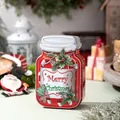 Festive red jar-shaped Christmas tin box for candies with gingerbread man design - Merry Christmas Style (Style A)