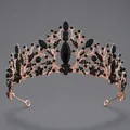 Elegant rose gold tiara with gothic black rhinestones for weddings or parties - Dark Performance Versatile Crown (TS-J2711AGBLK)