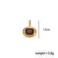 Élégant pendentif pierre de naissance carré plaqué or avec zircon brun pour collier DIY - February - large oval