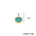 Élégant pendentif en zircon bleu carré avec placage d'or, 1,9 cm de haut et 3,8 g - March - large oval