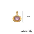 Pendentif pierre de naissance zircon violet carré avec monture plaquée or pour femme - June - large oval