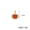 Pendentif pierre de naissance en zircon rouge rectangulaire doré, poids 3,8 g. - July - large oval