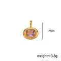 Pendentif élégant avec zircon violet carré, pierre de naissance, finition dorée - October - large oval