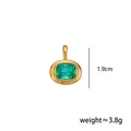 Élégant pendentif pierre de naissance émeraude avec placage en or et zircone rectangle - December - large oval