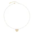 Collana con ciondolo a cuore dorato e catena di perline, gioiello minimalista chic per donne. - Collana a cuore (catena in acciaio al titanio, ciondolo in ottone)