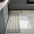 Moderne geometrische Küchenläufer Teppich Set, graue rutschfeste Fußmatte für Zuhause. - Monet