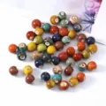 Jingdezhen 10mm colorful glazed ceramic beads loose DIY jewelry making material - 50 Pieces/Pack / Mixed Colors