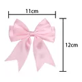Pink satin bow ribbon for DIY hair accessories, clothing bowties and crafts decor. - 11cm x 12cm / Pink (123#)