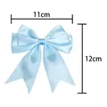 Light blue satin ribbon bow, swallowtail hair accessory and DIY craft supply, 11x12cm size. - 11cm x 12cm / Blue (308#)