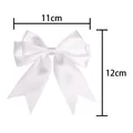 White satin ribbon bow DIY hair accessory craft supply, 11x12cm swallowtail bowknot decoration. - 11cm x 12cm / White (029#)