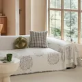 Ice silk sofa towel detail showing grey dandelion floral pattern in cozy living room. - 180x380cm / Canxing Black and White