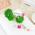 Fleur de lotus artificielle feuille deco accessoire plante verte pour table detail - Violet
