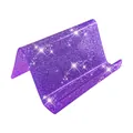 Purple glitter acrylic business card holder desktop display stand for office desk organizer - Purple