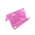 Pink glitter acrylic business card holder stand, stylish desktop display rack for office. - Pink