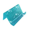 Glitter turquoise acrylic business card holder desktop card stand office display accessory - Light Blue