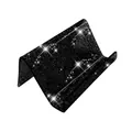 Black glitter business card holder stand, stylish office desktop accessory for cards. - Black