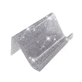 Silver glitter acrylic business card holder stand for office desk display and promotion. - Silver