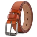 Cinturón de cuero genuino para hombre negocio vintage hebilla marrón casual elegante - H1009 marrón / 120cm
