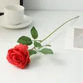 Single red artificial rose for wedding decor and home decoration photography props. - Red