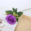 Artificial purple rose flower single branch fake floral decoration for home party wedding gift - Valentine Rose Purple