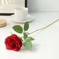 Single artificial red rose flower for wedding photography props and home romantic decoration - Burgundy