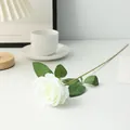 Artificial white rose single stem fake flower for home decoration wedding photography - White