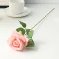 Artificial pink single rose flower stem for home wedding decor and photography prop variant - Deep Pink