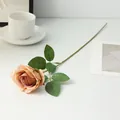 Artificial rose flower single champagne stem for home wedding decoration photography props. - Coffee