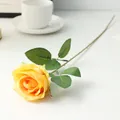 Artificial yellow rose single faux flower for wedding home party decoration and photography. - Yellow