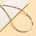 Handmade colorful crystal bead necklace with freshwater pearls and a white butterfly charm - Necklace / 40cm+3cm / Tourmaline Color
