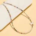 Handmade crystal beaded necklace with freshwater pearls and butterfly charm - Colorful Hair Crystal Freshwater Pearl Shell Butterfly Necklace