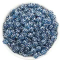 Blue silver-edged plastic pumpkin beads for DIY bracelets, necklaces, and jewelry. - 100 Pieces (10g) / Blue