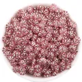 Pink silver-edged plastic pumpkin beads spacer beads DIY bracelet necklace jewelry making accessories. - 100 Pieces (10g) / Pink